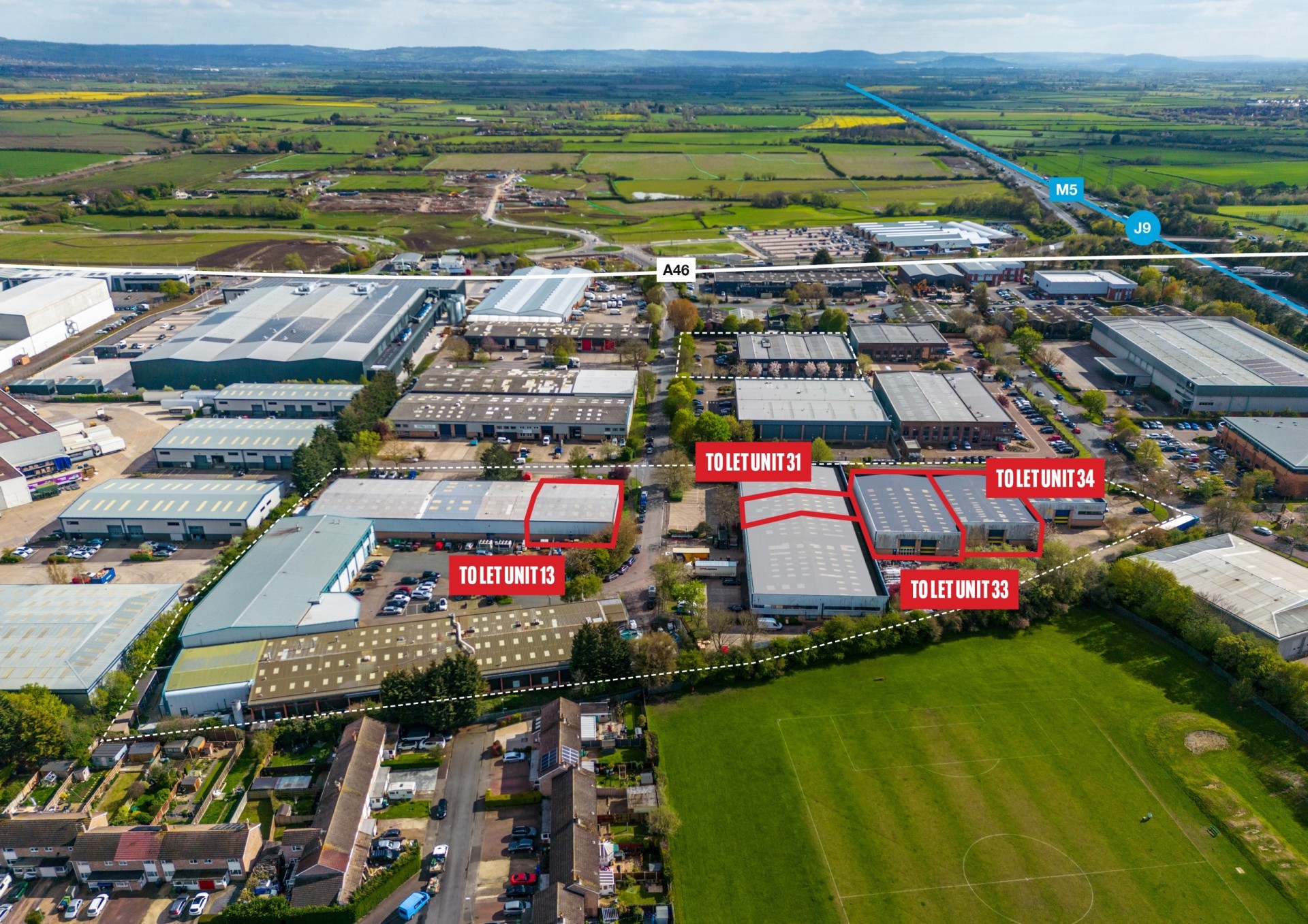 Ashchurch Business Centre, Tewkesbury aerial view
